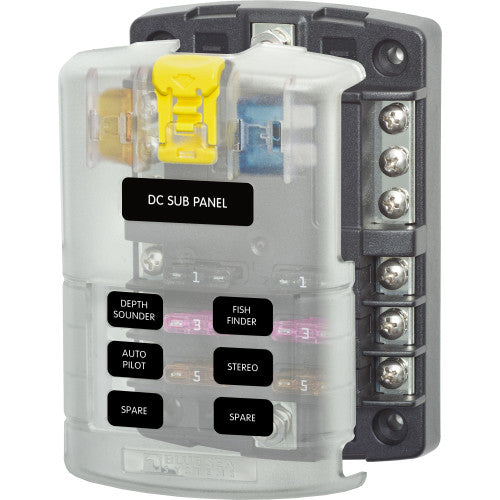 Blue Sea Systems Fuse Block ST Blade 6 Circuits with Grounding/CVR
